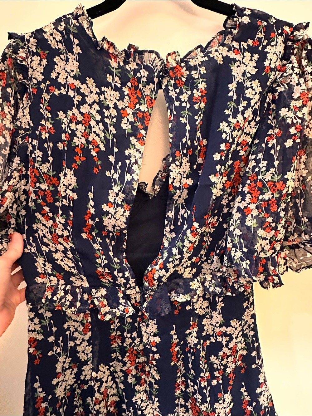 Floral Navy Ruffle Mini Dress - Picture 4 of 4